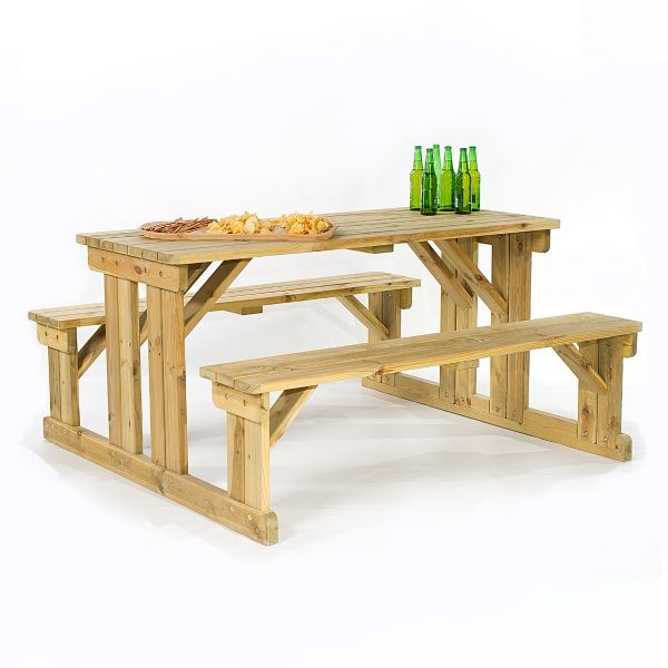 Guernsey Walk-in Bench 170cm Guernsey Wooden Picnic Table - Easy Access Walk In Bench - 6-8 Seater - Green Pine -  FSC®