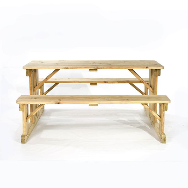 Guernsey Walk-in Bench 170cm Guernsey Wooden Picnic Table - Easy Access Walk In Bench - 6-8 Seater - Green Pine