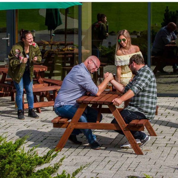 Chester Picnic Table - A Frame Pub Bench - 6 Person Garden Table - Brown