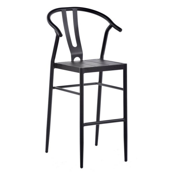 Black Aluminium Metal Tall Bar Chair - Lightweight and Stackable