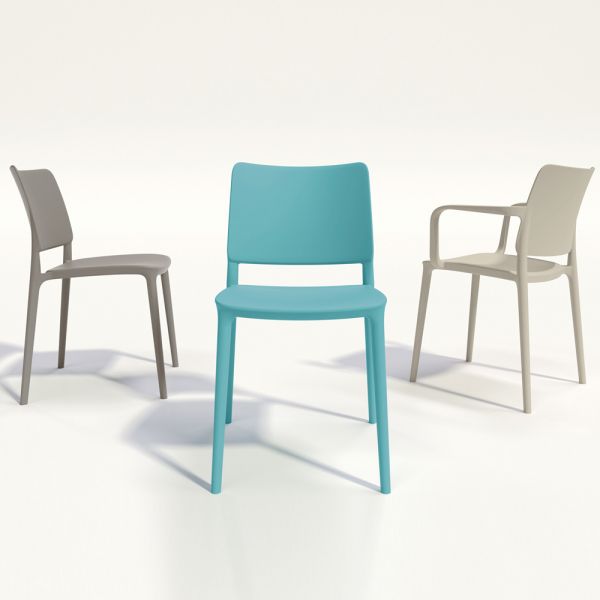 Joy Side Chair - Durable Polyropylene Seat - Stackable - Grey
