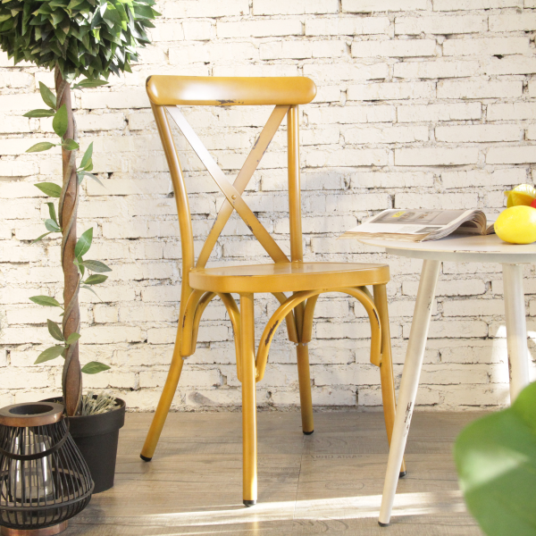 Commercial Vintage Yellow Chia Side Chair For Restaurants, Bars & Cafes