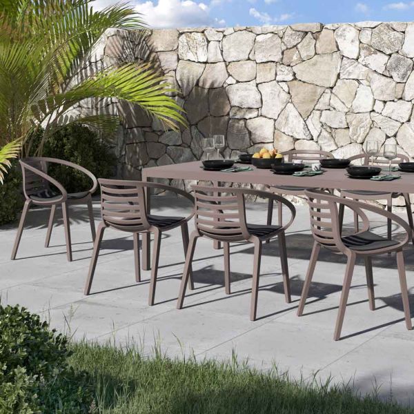 Mambo Polyproylene Stacking Arm Chair In Anthracite Mambo Polyproylene Stacking Arm Chair, Mambo Outdoor Furniture