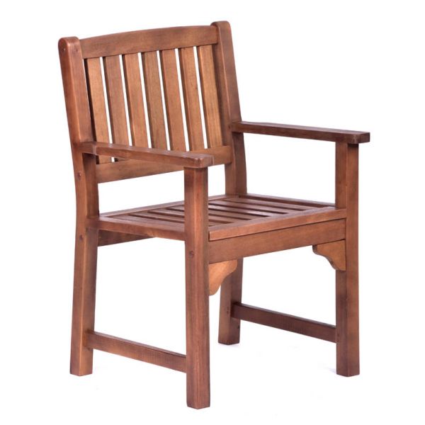 Premium Devon Dining Set - 120cm Round Hardwood Table with 4 Armchairs - Durable Design