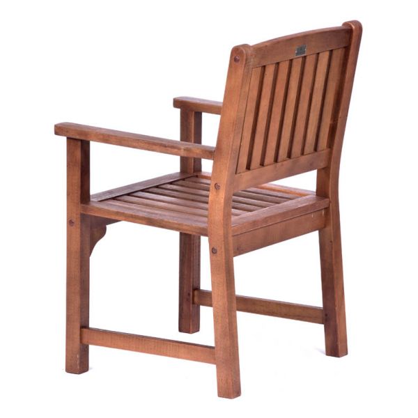 Premium Devon Dining Set - 120cm Round Hardwood Table with 4 Armchairs - Durable Design