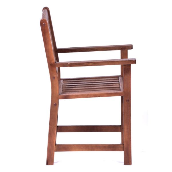 Premium Devon Hardwood Set - Square Table 4 Arm Chairs - Durable Commercial Set - 4 Person Set