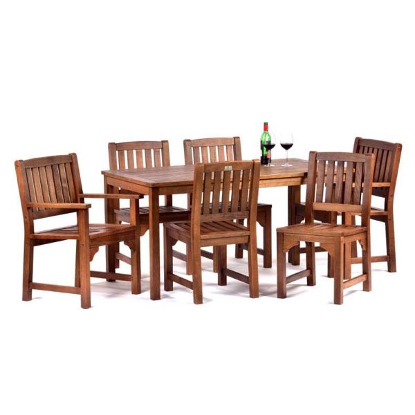 Premium Devon Hardwood Set - Rectangular Table 4 Side Chairs and 2 Arm Chairs - 6 Person Commercial Set