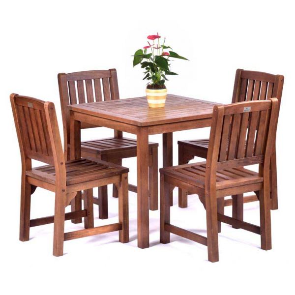 Melton Hardwood Set - Square Table 4 Side Chairs - Durable Commercial Set - 4 Person Set