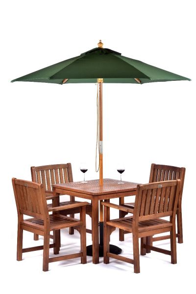Melton Hardwood Set - Square Table 4 Arm Chairs - Durable Commercial Set - 4 Person Set