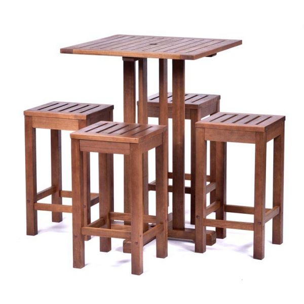 Melton Square Bar Table And 4 Stools, Square High Table And Stools