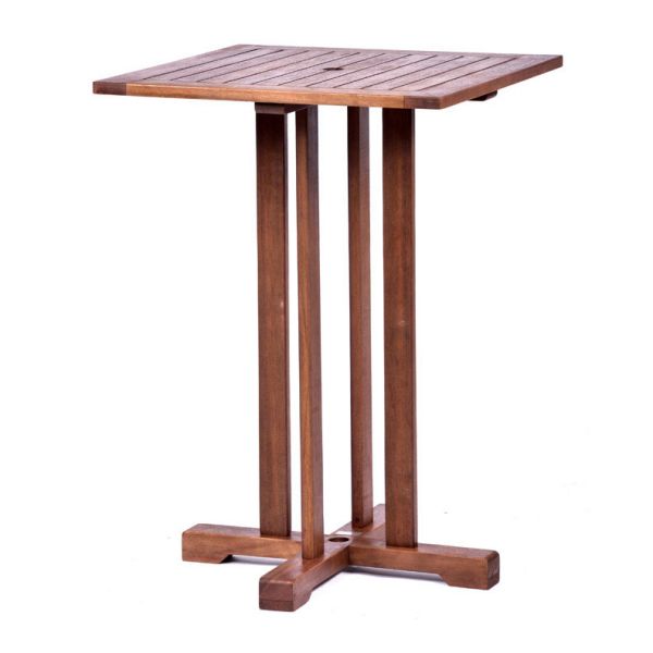 Melton Hardwood Set - Square Bar Table  4 Bar Stools - Durable Commercial Set