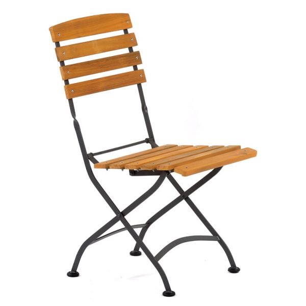 Newark Folding Side Chair - Acacia Wood With Steel Frame - Space Saving High Quality Furniture