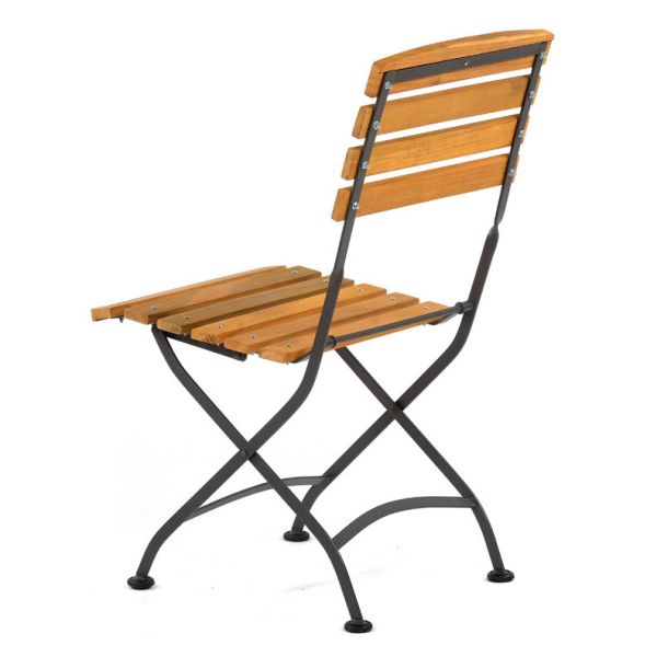 Newark Folding Side Chair - Acacia Wood With Steel Frame - Space Saving High Quality Furniture