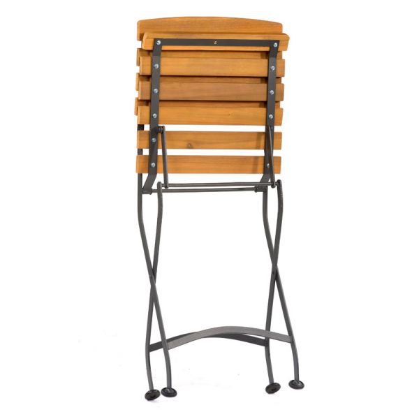 Newark Folding Side Chair - Acacia Wood With Steel Frame - Space Saving High Quality Furniture