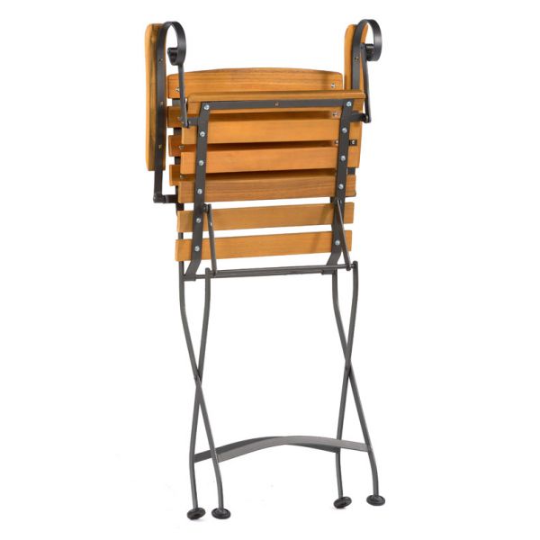 Newark Folding Arm Chair - Acacia Wood With Steel Frame - Space Saving High Quality Furniture