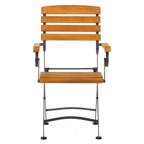 Newark Folding Arm Chair - Acacia Wood With Steel Frame - Space Saving High Quality Furniture