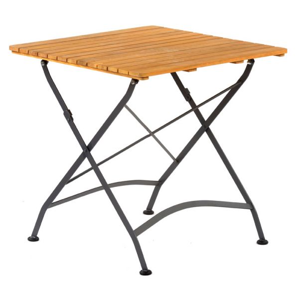 Newark Folding Side Chair & Square Table Set - Acacia Wood With Steel Frame - Space Saving High Quality Furniture