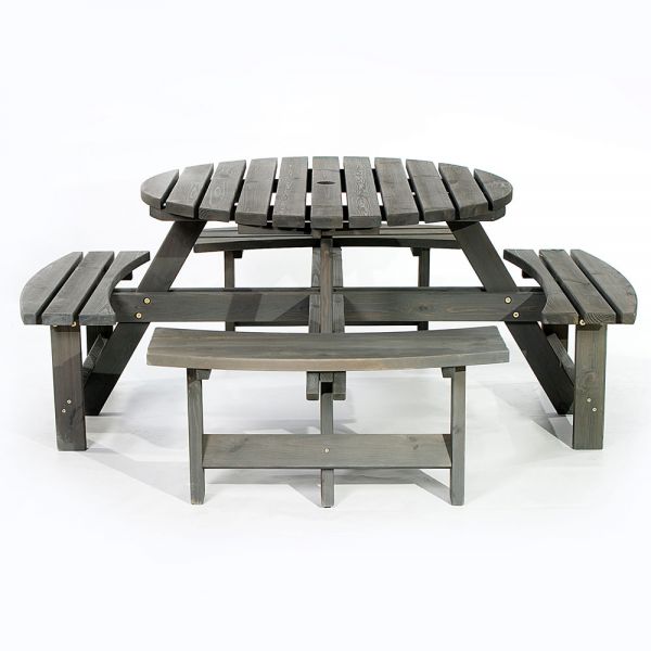 York Picnic Table - Durable Heavy Duty Round Pub Table - Suitable for 8 People 1.8M Diameter - Dark Grey -  FSC®