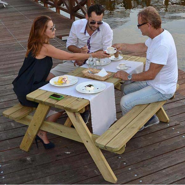 Jersey 6 Seat Dip Treated Pine Picnic Table - Green Pine