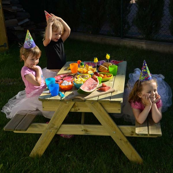 Children's Sandpit Picnic Table - Kids Garden Play Table With Storage - 4-6 Child