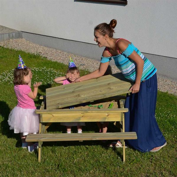 Children's Sandpit Picnic Table - Kids Garden Play Table With Storage - 4-6 Child