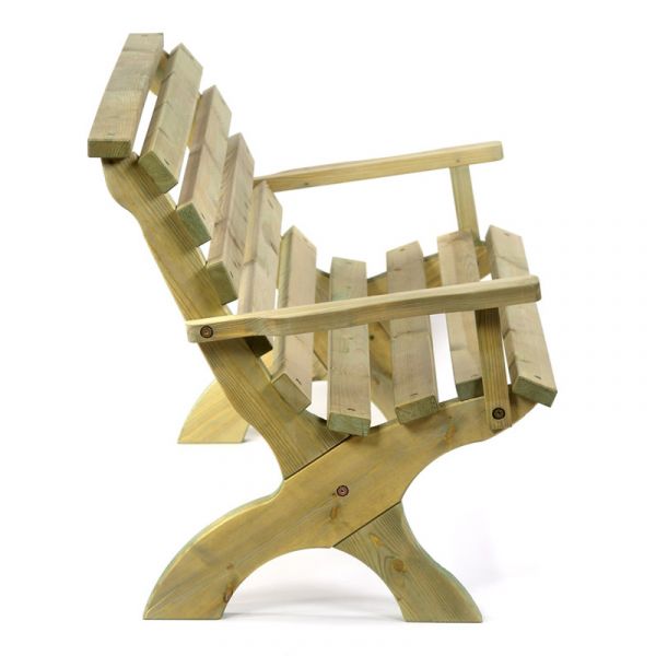 Lilly Wooden 3 Seat Garden Bench With Arms