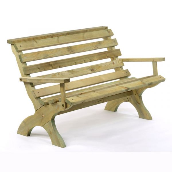 Lilly 2 Seat Wooden Ergonomic Garden Bench with Arms - Durable Dip Treated Pine -  FSC®