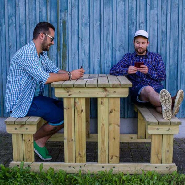 Guernsey 4 Seat Walk-In 110cm Commercial Wooden Picnic Table - Green Pine