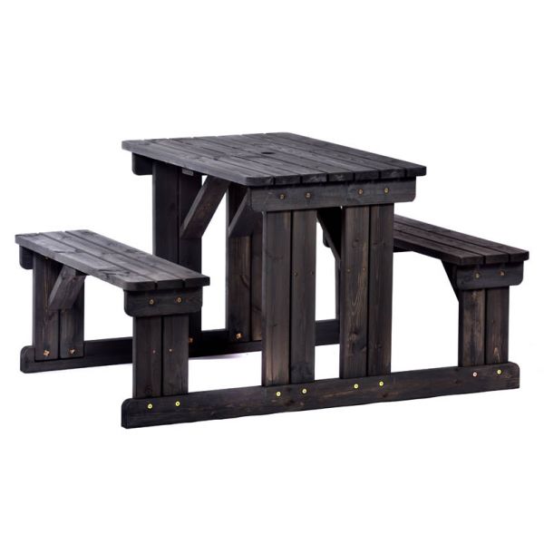 Guernsey 4 Seat Walk-In 110cm Commercial Wooden Picnic Table - Dark Grey