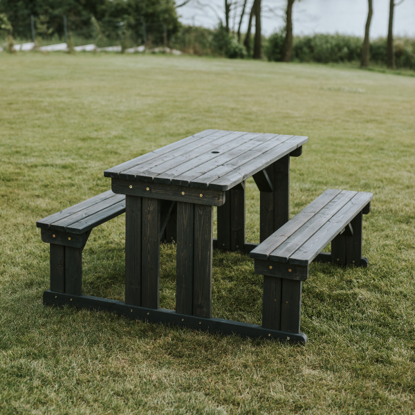 Guernsey Walk-in Bench 140cm Guernsey Wooden Picnic Table - Easy Access Walk In Bench - 6 Seater - Dark Grey