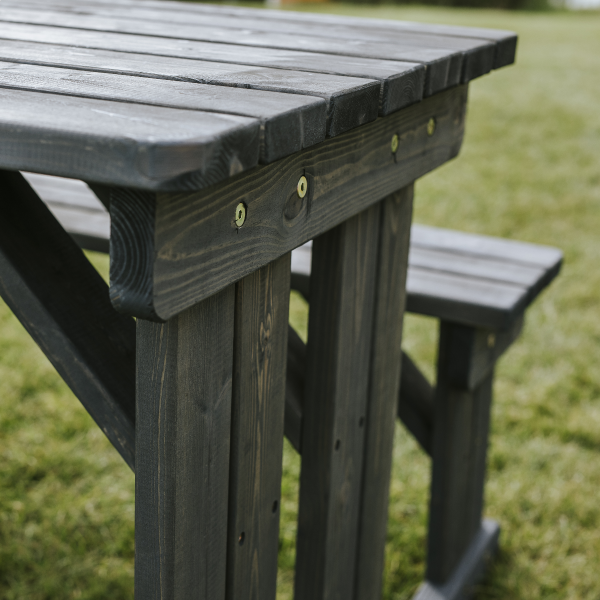 Guernsey 6 Seat Walk-In 140cm Wooden Picnic Table - Dark Grey