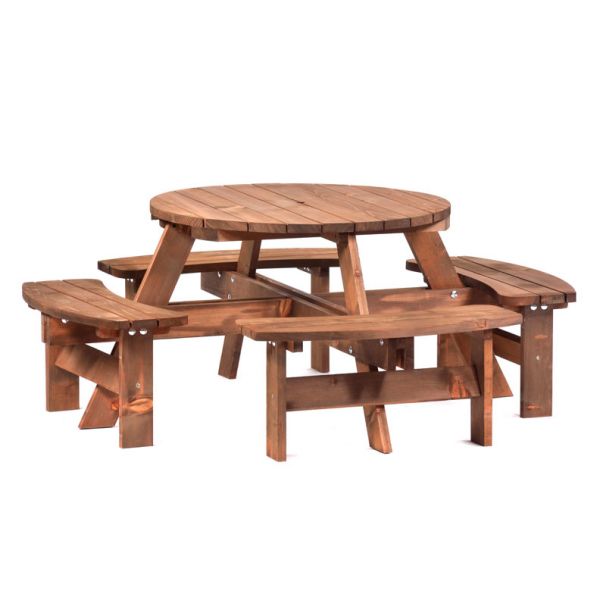 Children's Junior 5-9 Years Round Picnic Table - Wooden Garden Bench - Seat Height 36CM