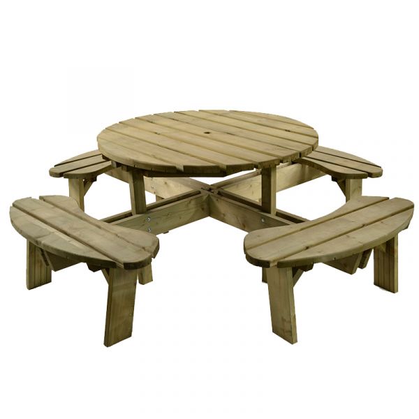 Aberdeen Picnic Table – Durable Heavy Duty Round Pub Table – Suitable for 8 People-  2.15M Diameter - Green Pine