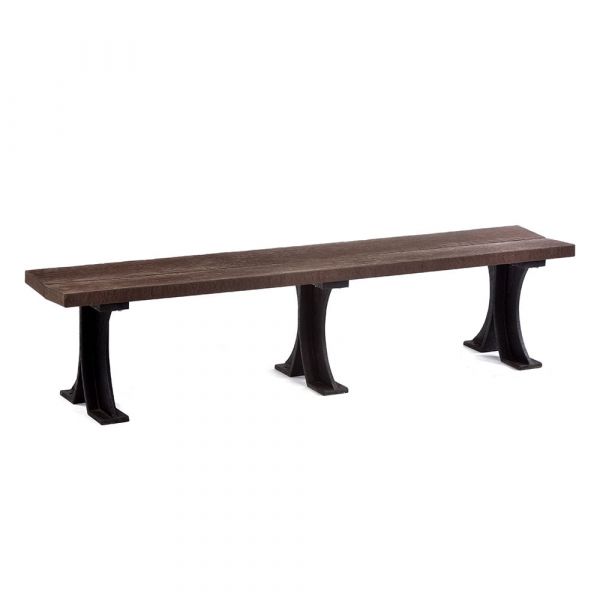 Recycled Plastic Backless Bench - Durable Commercial Grade Seat - 4 Person - 180cm Length - Brown and Black
