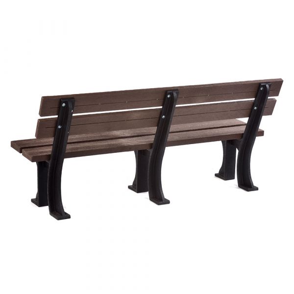 Recycled Plastic Armless Bench - Durable Commercial Grade Seat - 4 Person - 180cm Length - Brown and Black