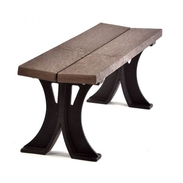 Recycled Plastic Backless Bench - Durable Commercial Grade Seat - 3 Person - 150cm Length - Brown and Black
