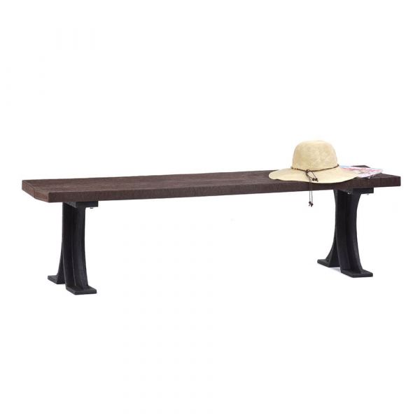 Recycled Plastic Backless Bench - Durable Commercial Grade Seat - 3 Person - 150cm Length - Brown and Black