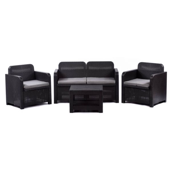 Garda Sofa Set - Table with 2 Chairs & 1 Sofa - Anthracite