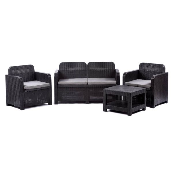 Garda Sofa Set - Table with 2 Chairs & 1 Sofa - Anthracite