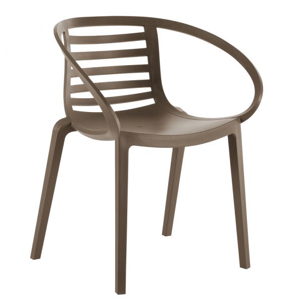 Mambo Polypropylene Stackable Arm Chair - Taupe Brown