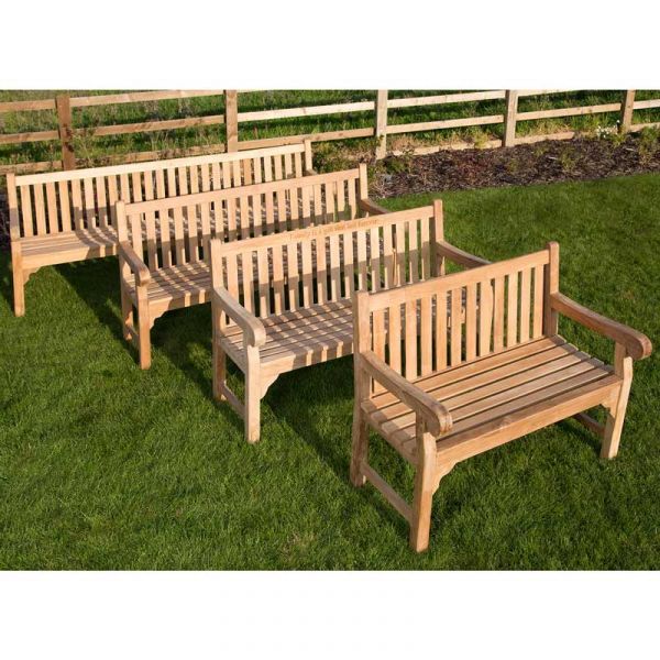 Queensbury Teak Bench - Grade A Teak Garden Seat - 180cm Length - 4 Person Classic Design