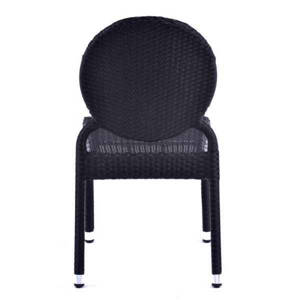 Ascot Classic Rattan Side Chair in Black Round Back