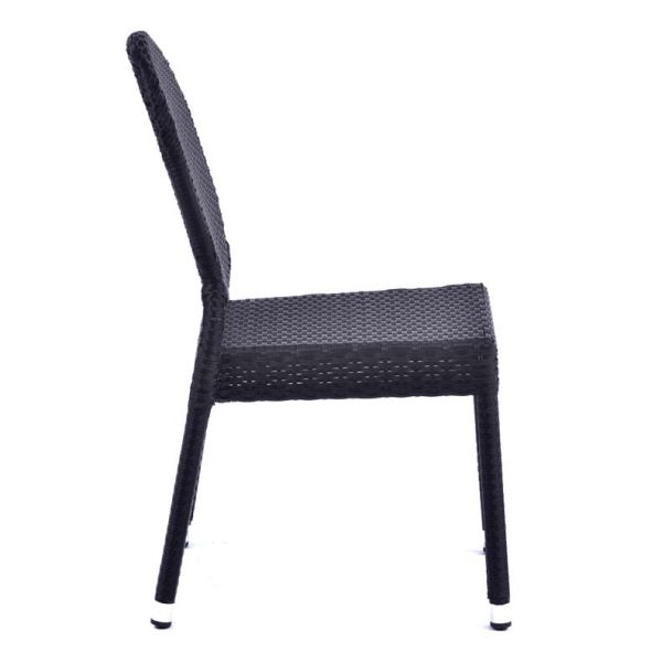 Ascot Classic Rattan Side Chair in Black Round Back