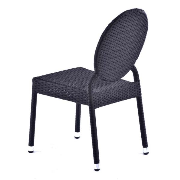 Ascot Classic Rattan Side Chair in Black Round Back