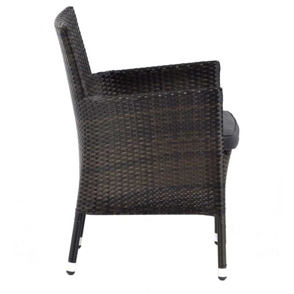 Ascot Rattan Tub Chair with Dark Grey Cushion - Flat Weave Rattan