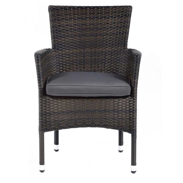 Ascot Rattan Tub Chair with Dark Grey Cushion - Flat Weave Rattan