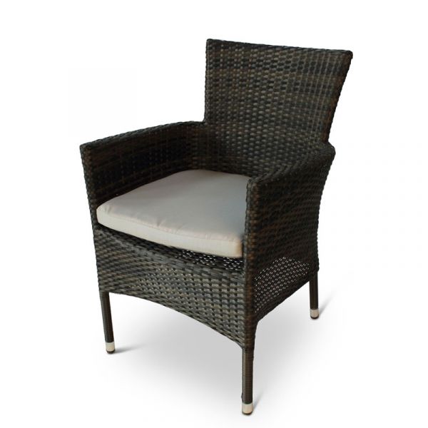 Ascot Rattan Square Glass Table and 4 Newbury Chairs - High Quality Rattan - Black and Brown Weave