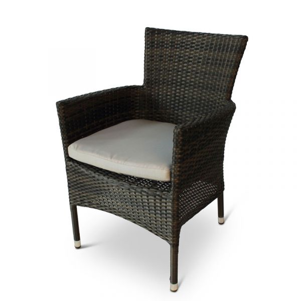 Classic Rattan Square Polywood Table and 4 Newbury Chairs - High Quality Rattan - Black and Brown Weave