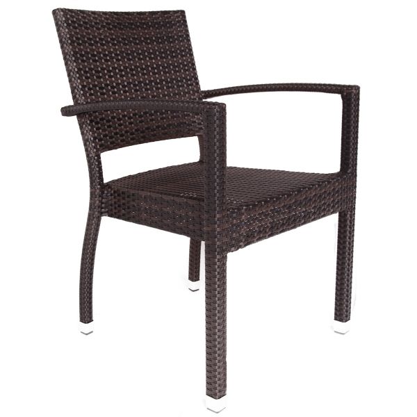 Ascot Rattan Square Polywood Table & 4 Ascot Arm Chairs - High Quality Rattan - Black & Brown Weave
