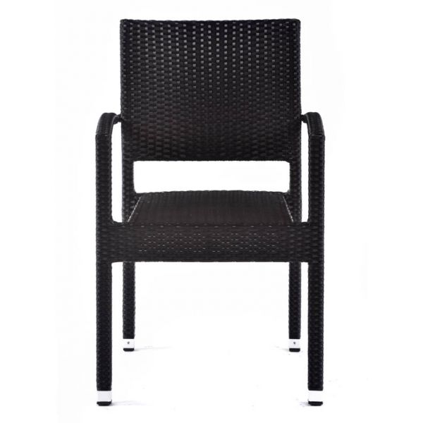 Ascot Classic Rattan Stacking Arm Chair in Black